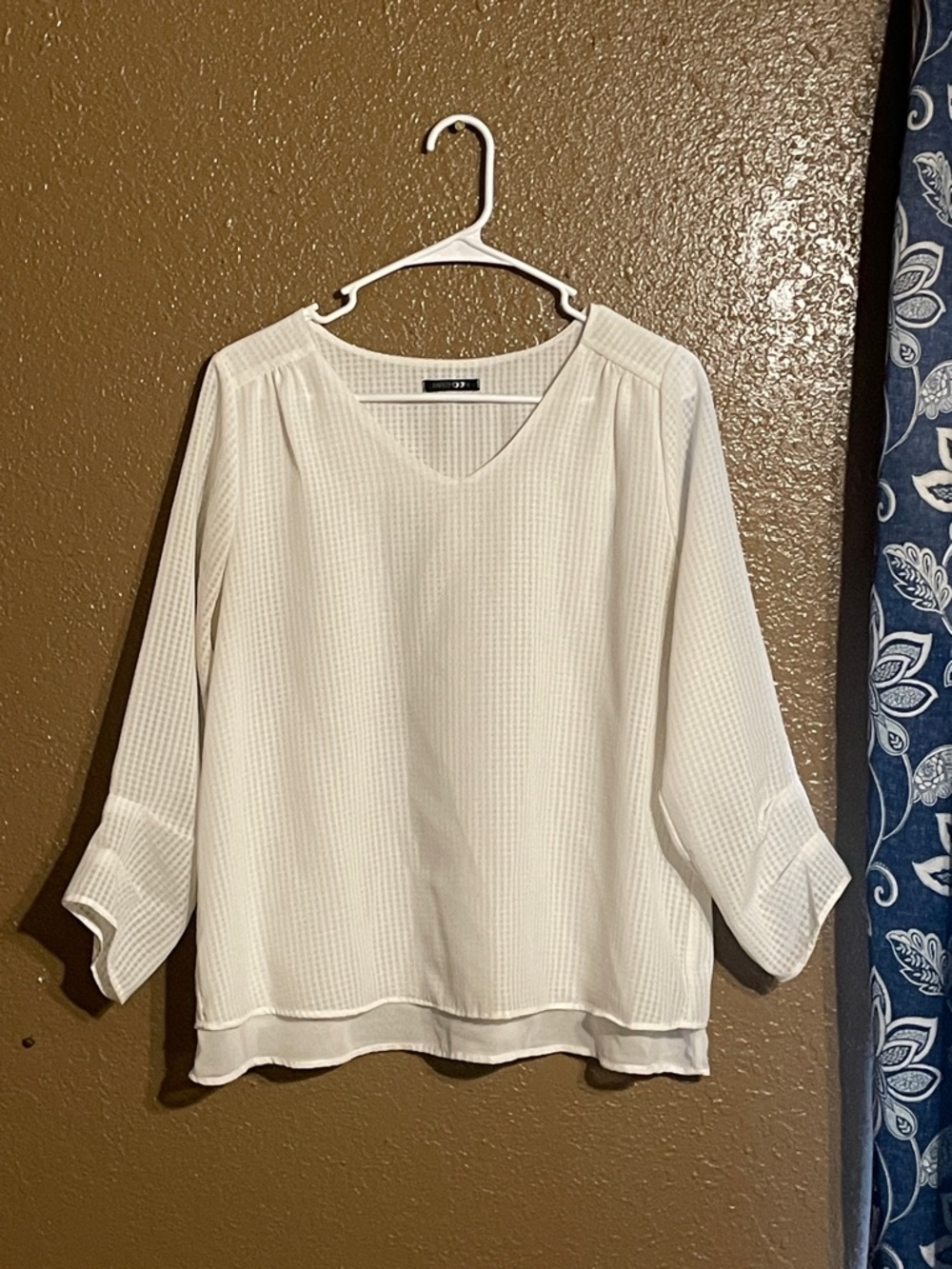 Papermoon White V-Neck Textured Blouse